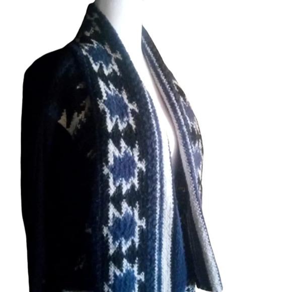 Anthropologie Dolan Santiam Open Front Cardigan Black Blue Size Small - Picture 4 of 8